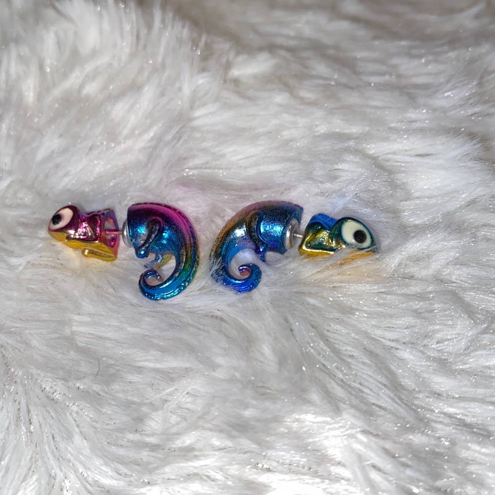 3D chameleon earrings